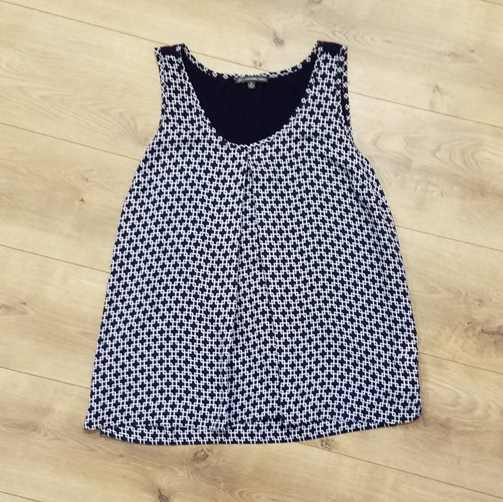 Adrianna Papell Sleeveless Top Navy & White {Medium}